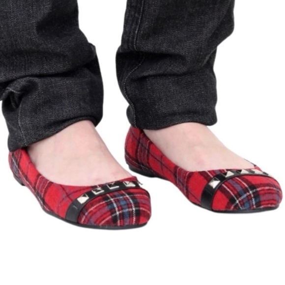 Abbey Dawn Tartan Plaid Studded Punk Rock Ballerina Flats by Avril Lavigne - Picture 15 of 15